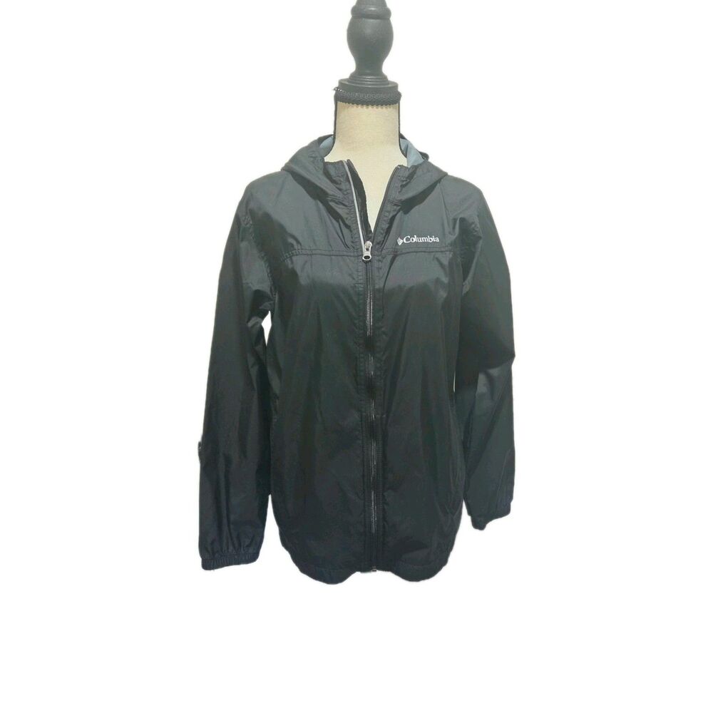 Columbia Women's Hooded Lightweight Black Activewear Jacket 100% Nylon Size L